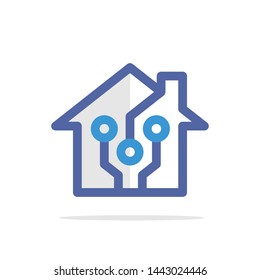 Illustration icon with the advanced technological concept of house building