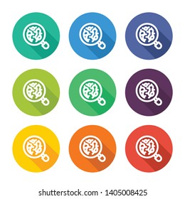 Illustration icon for analysis of germs & bacteria with several color alternatives.