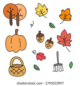 Illustration of icon autumn season set