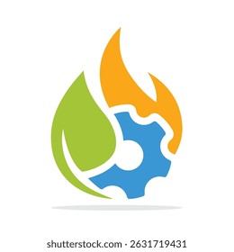 Illustration icon of bio-energy based combustion management concept.