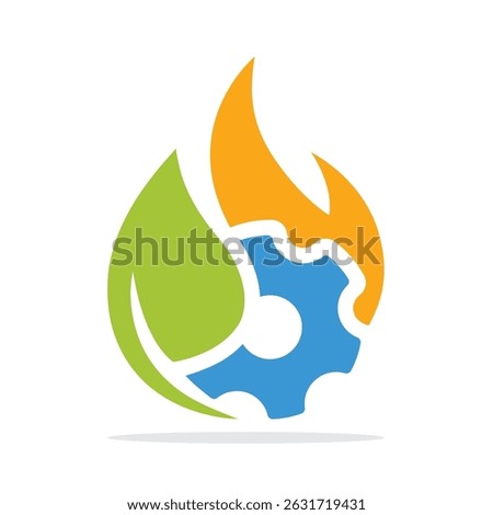 Illustration icon of bio-energy based combustion management concept.