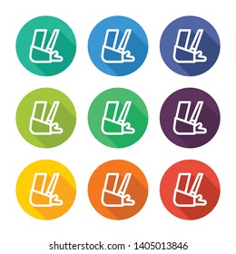 Illustration icon for broken arm with several color alternatives.