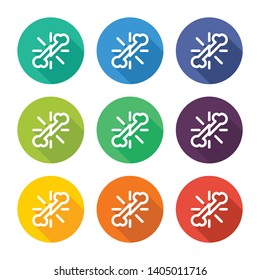 Illustration icon for broken bones with several color alternatives.