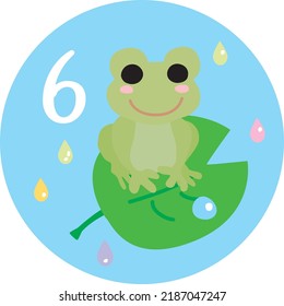 Illustration icon of calendar for June. This is a frog of the rainy season.