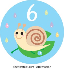 Illustration icon of calendar for June. This is a snail of rainy season.