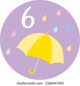 Illustration icon of calendar for June.　This is an umbrella of the rainy season.