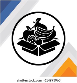 illustration icon cardboard package containing commodity fruits