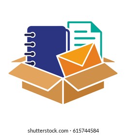 illustration icon cardboard package containing mail and documents