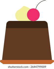 Illustration of an icon of chocolate pudding with whipped cream