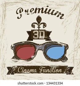 Illustration of icon of cinema, 3D cinema glasses, vector illustration