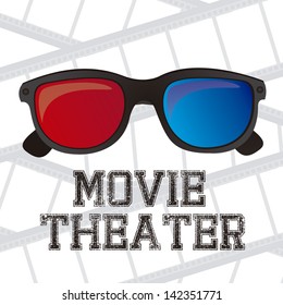 Illustration of icon of cinema, 3D cinema glasses, vector illustration