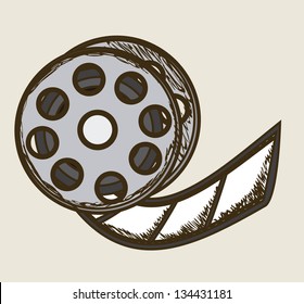 Illustration of icon of cinema, film reel, vector illustration