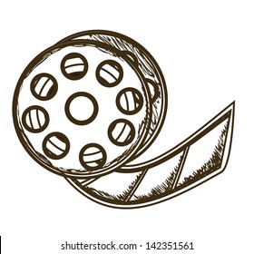 Illustration of icon of cinema, film reel, vector illustration