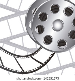 Illustration of icon of cinema, film reel, vector illustration