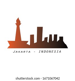 illustration of the icon of the city of Jakarta, Indonesia.  black gradation orange