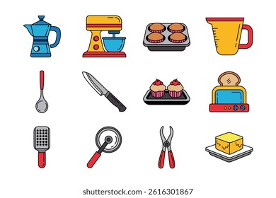 illustration icon collection of kitchenwares 