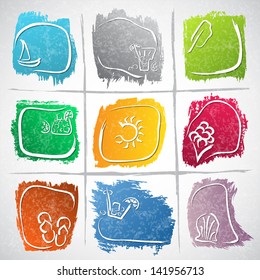 Illustration of icon collection with summer symbols