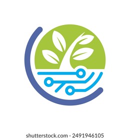 Illustration icon with the concept of advanced technology management to develop plant growth.