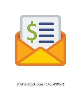 Illustration icon with the concept of a bill notification letter, budget letter