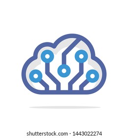 Illustration icon with the concept of cloud computing technology