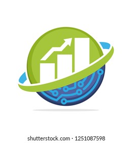 Illustration icon with the concept of digital information media services for marketing, business finance and investment.
