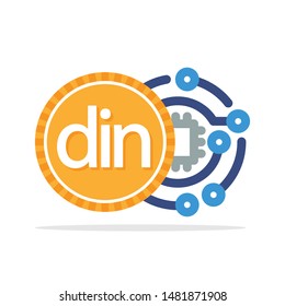 Illustration icon with the concept of digital money transactions in the currency of Serbia, Serbian Dinar