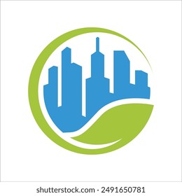 Illustration icon with the concept of an environmentally friendly city management system, green city.