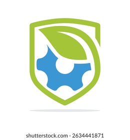 Illustration icon with the concept of environmentally friendly green industrial protection management.