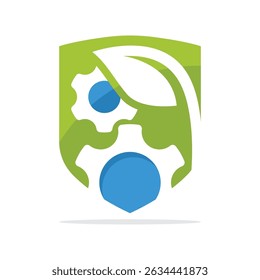 Illustration icon with the concept of environmentally friendly green industrial protection management.
