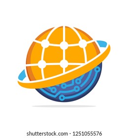 Illustration icon with the concept of a global network management system