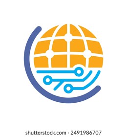 Illustration icon with the concept of global network management based on advanced technology.