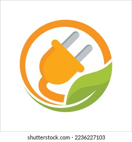 Illustration icon with the concept of green energy, especially the source of electrical energy from plants.