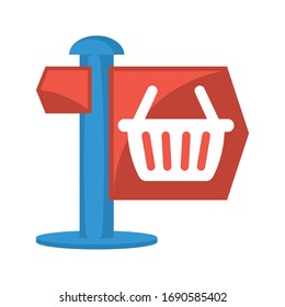 Illustration icon concept instructions for shopping information.