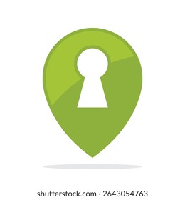 Icono de ilustración con el concepto de marcador de ubicación con acceso limitado, acceso bloqueado.