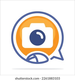 Illustration icon with the concept of online communication media for photographic information access.