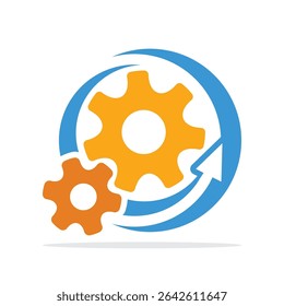 Illustration icon with the concept of production mechanism management.