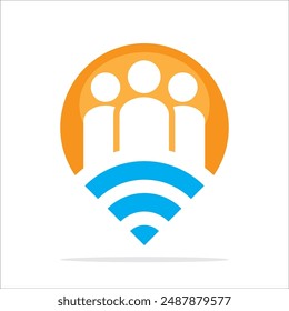 Illustration icon with the concept of a sharing point that finds and manages information about community events.
