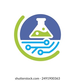 Illustration icon with the concept of technology management for research and development, laboratories based on advanced technology.