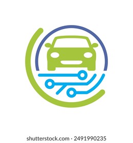 Ilustración icono con el concepto de gestión de la tecnología para el desarrollo de coches, coches inteligentes.