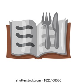 illustration of the icon of the cookbook and cutlery 