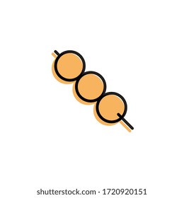 Illustrationssymbol von Dango, das auf einem süßen Skewer festgeklebt ist