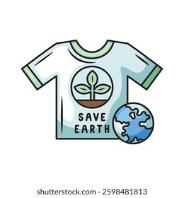 Illustration icon design save the earth in shirt