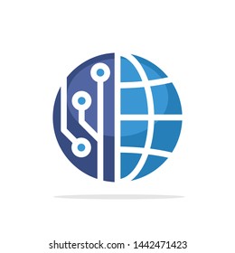 Illustration icon with the digital world concept