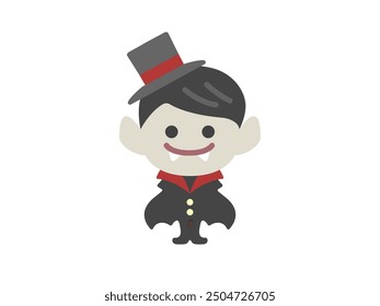 Illustration of an icon of Dracula wearing a hat.