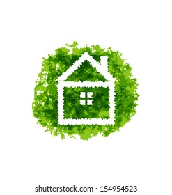 Illustration icon eco home on grunge background - vector