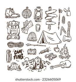 ilustración de un icono para equipos en actividades de camping con un estilo de diseño atractivo y único que parece genial