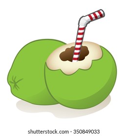 Illustration of an icon fruit green coconut. Ideal for educational and institutional materials