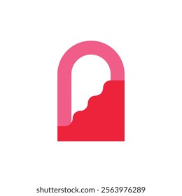 Illustration icon gate pink romance unique design with blank background