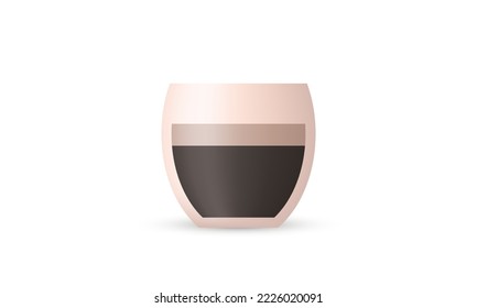 illustration icon glass coffee 3d objects isolated on white background.Cartoon minimal style.