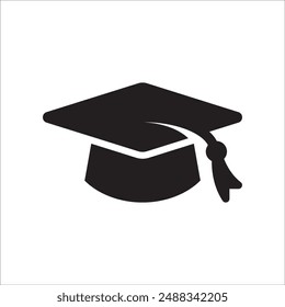 Illustration icon for graduation toga hat, education symbol.